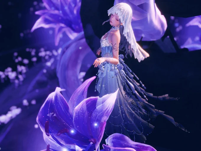 ワイルズ前にイベントを走れるだけ走る廃スタイリストのインフィニティニキ。離宮に咲いてる花がトリーナっぽくて、そんなイメージで撮ってみたーもうちょいそれっぽい紫の髪と服があればなー。#インフィニティニキ 