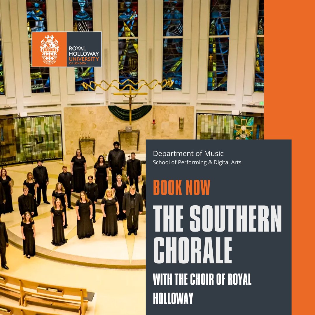 The Southern Chorale is the premiere choral ensemble at University of Southern Mississippi, we welcome them to Royal Holloway for a special side-by-side concert with our very own Choir of Royal Holloway. 
Book your tickets in time for Sunday!