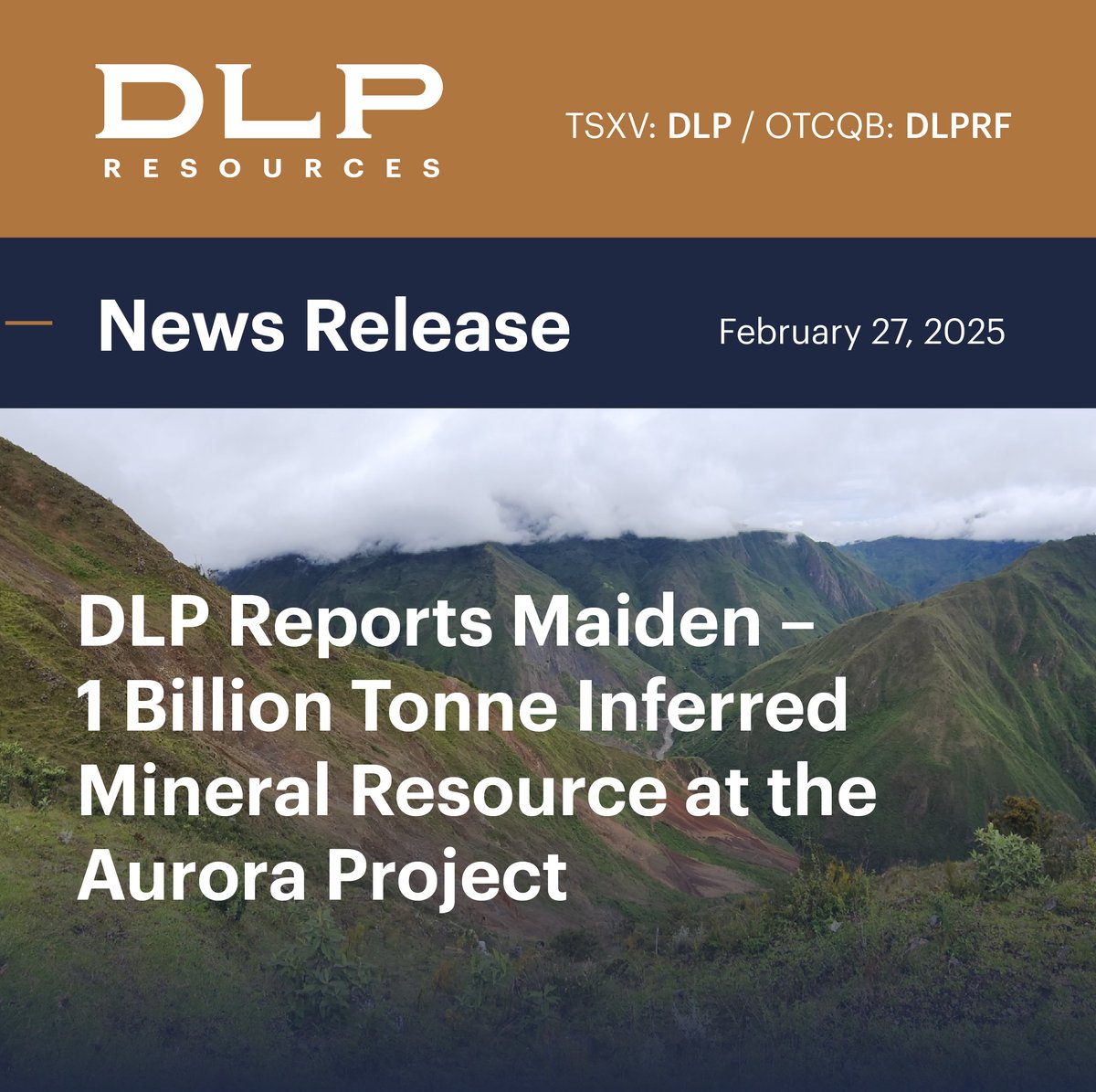 DLP Reports Maiden – 1 Billion Tonne Inferred Mineral Resource at the Aurora Project #copper #molybdenum #silver

Read more: bit.ly/3Xmu4cB