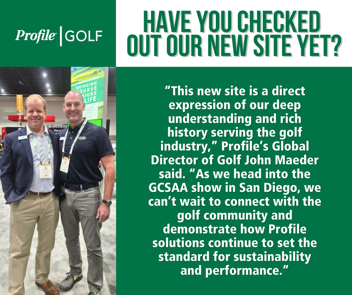 ProfileGolf's tweet image. The GCSAA Tradeshow has come and gone but we’re still elated for you to experience our new website! Whether you are a seasoned superintendent or new to the industry, we’ve created a stellar resource for all of your needs. profilegolf.com