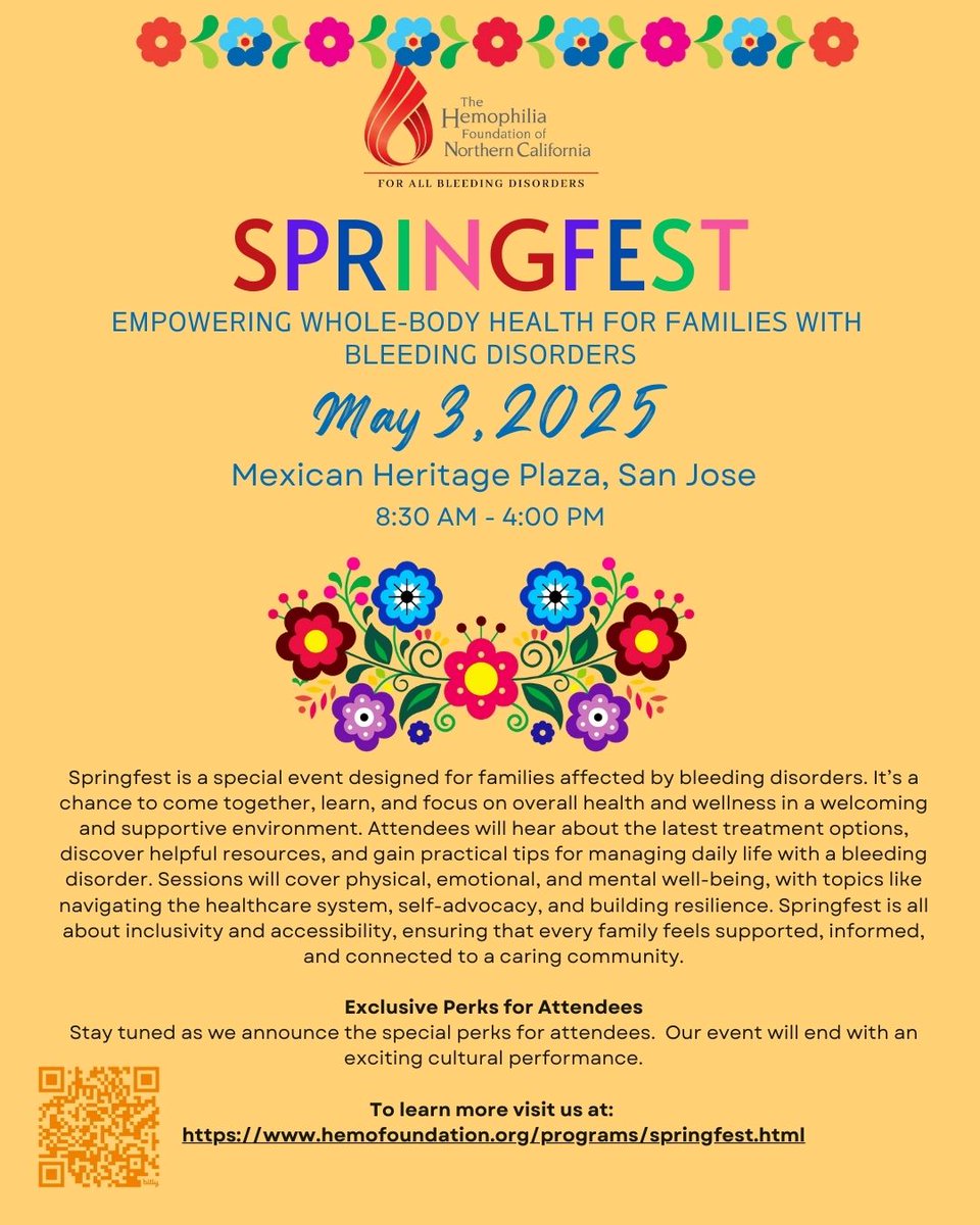 NorCalBDF's tweet photo. We are thrilled to announce our upcoming SpringFest, a family #education event for our #bleedingdisorder community. Our fun and informative event will be packed with insightful sessions, engaging activities, and opportunities to connect with industry experts. https://t.co/Ls90Igzn8w