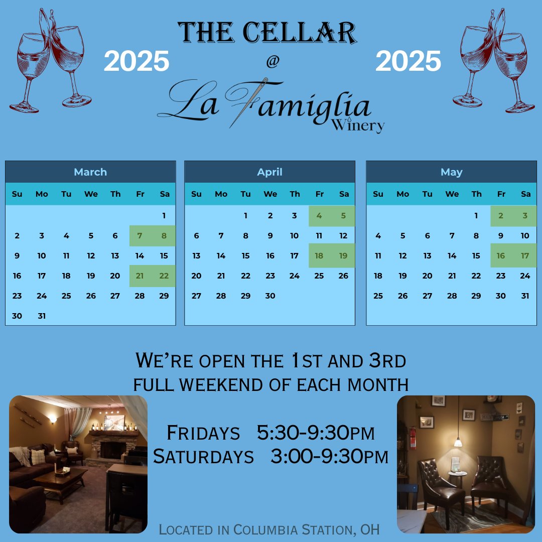 LaFamigliaWine's tweet photo. Plan a visit to the winery!?!📅🍷
Sign up for Email Updates on our website!📧
Follow us on Facebook &amp; Instagram to get all the upcoming info!!!
We're open the first &amp; third full weekend of each month. See you soon!😍🍷
#localwinery #localbusiness #lafamigliawinery #ohiowines https://t.co/VB8ylXuuYD