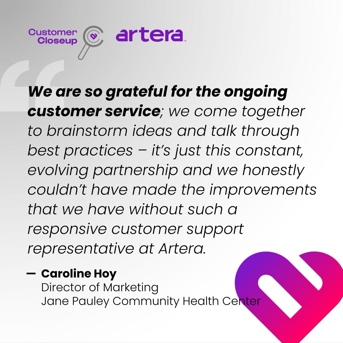 Artera (@artera_io) on Twitter photo We're here for our customers every step of the way.
With best practices training & robust support—we want to help you get the most from our platform.
<a href="/JanePauleyCHC/">Jane Pauley Community Health Center</a> has done just that, seeing:
✅ 31% no-shows reduction
✅ 3X survey response rates
bit.ly/40ugtC0 We're here for our customers every step of the way.
With best practices training & robust support—we want to help you get the most from our platform.
<a href="/JanePauleyCHC/">Jane Pauley Community Health Center</a> has done just that, seeing:
✅ 31% no-shows reduction
✅ 3X survey response rates
bit.ly/40ugtC0