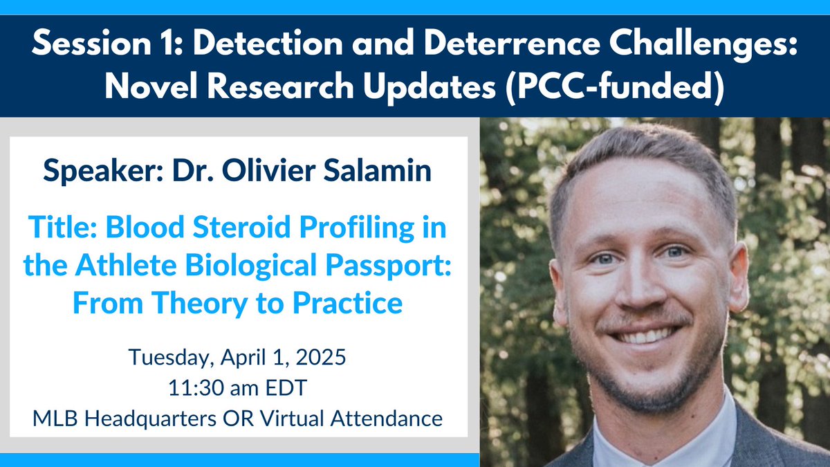 Join us at #PCC2025 to hear more about research examining blood steroid profiles in the Athlete Biological Passport from our guest speaker Dr. <a href="/olivier_salamin/">Olivier Salamin</a>! 

Visit our website to register or learn more: cleancompetition.org/conference/

#antidoping #cleansport #science