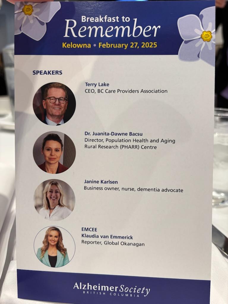 This morning, BCCPA CEO <a href="/TerryLake19/">Terry Lake</a> provided remarks at <a href="/AlzheimerBC/">Alzheimer Society of B.C.</a>'s Breakfast to Remember in Kelowna. Thank you to the Society for hosting yet another important event bringing together leaders in the sector to increase awareness of Alzheimer’s disease and other dementias.