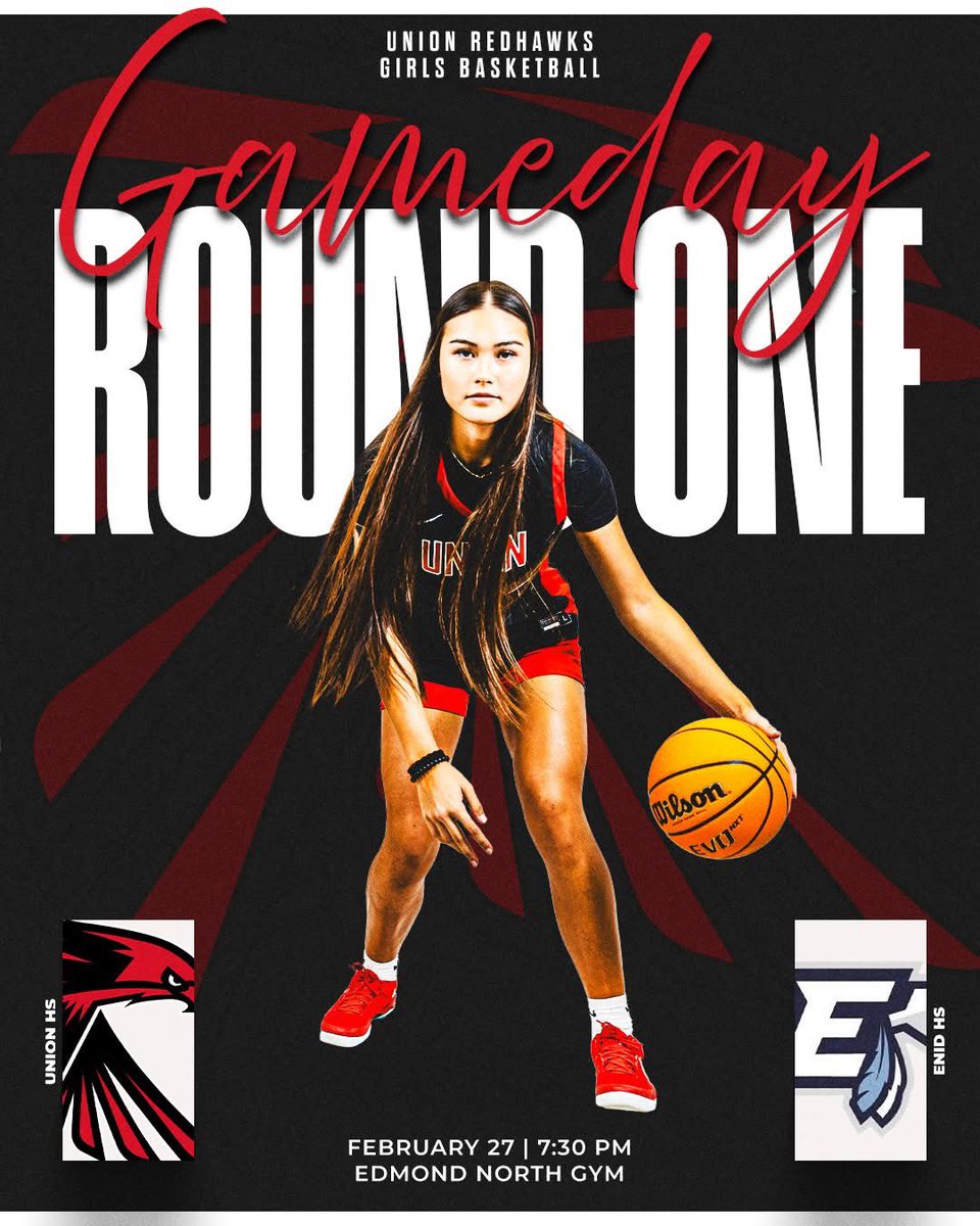 THE HUNT FOR A TITLE BEGINS! 🚀🏀 Union Girls Basketball is locked in for Round 1 of Regionals vs. Enid TONIGHT at 7:30 PM! Let’s get it done, ladies! 🖤❤️ #GameDayVibes #WeSupportU

<a href="/UnionGirlsBball/">Union Redhawks Girls Basketball</a>