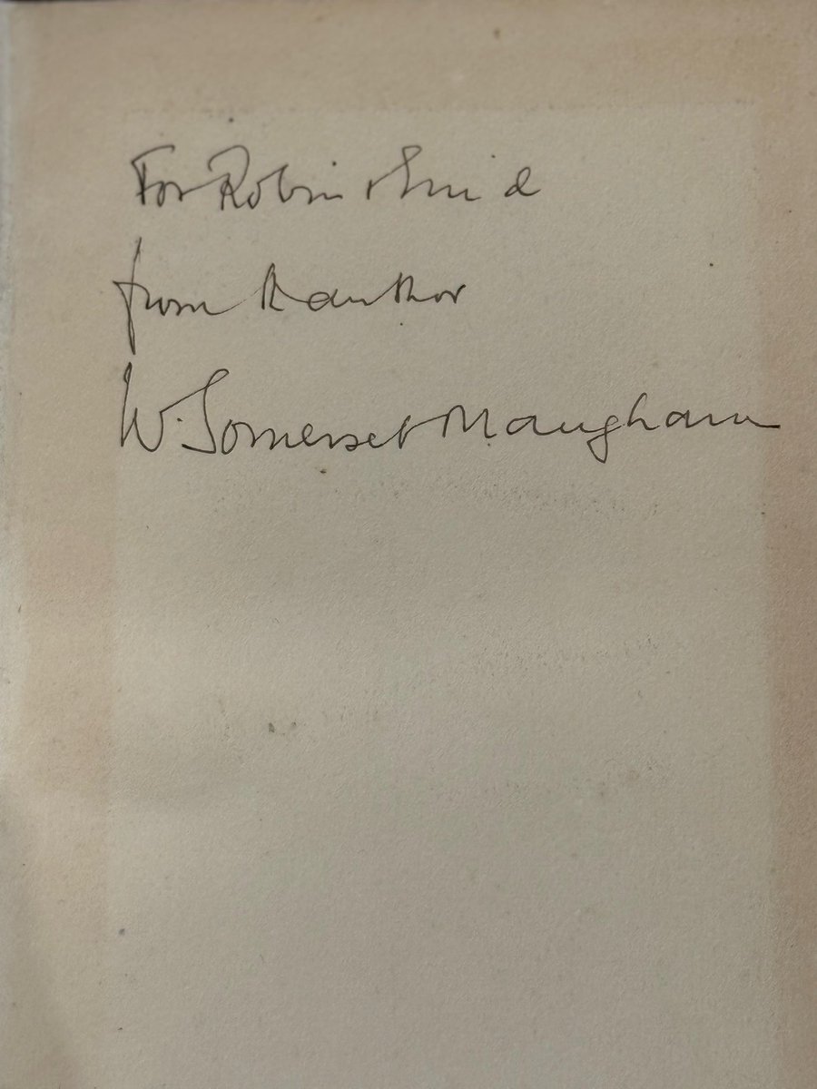 HenryPordesBook's tweet photo. “First Person Singular”, by W. Somserset Maugham, first published in 1931. Our copy is signed and dedicated to the author’s nephew Robin Maugham (himself an author)and also includes a hand-written letter to Robin and his friend Enid Mellor. #signedfirstedition #wsomersetmaugham https://t.co/PfHjL2BLk6
