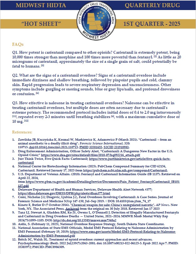Midwest HIDTA Volume 2 Quarter 1 "Hot Sheet" - Carfentanil