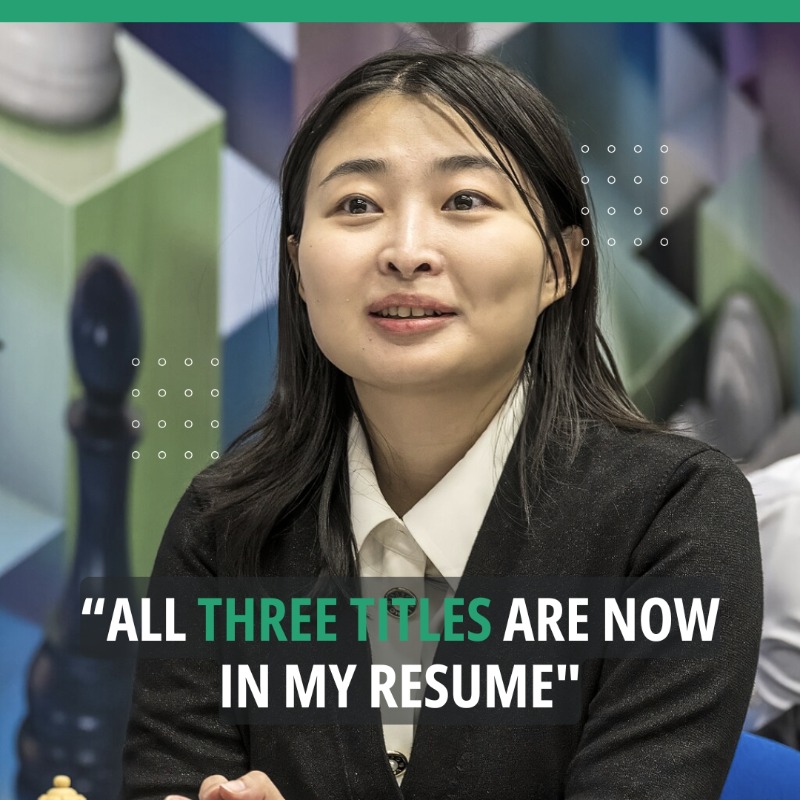 ChessifyMe's tweet photo. The reigning Women's World Chess Champion talks about everything from preparing for her upcoming match to her advice for young female players. Check out this inspiring interview with Ju Wenjun! 🌟♟️ #WomenInChess