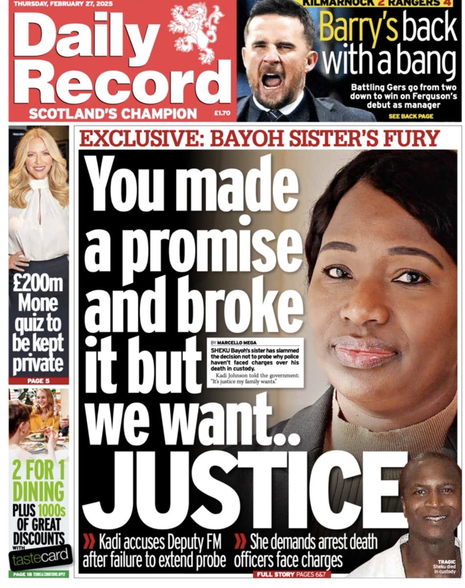 Sheku Bayoh's sister slams Scottish Government for 'broken promises' &amp; demands cops charged over death after <a href="/_KateForbes/">Kate Forbes MSP</a> announced the inquiry into Sheku’s death in custody will not examine why officers were not prosecuted, despite the evidence  dailyrecord.co.uk/news/scottish-…