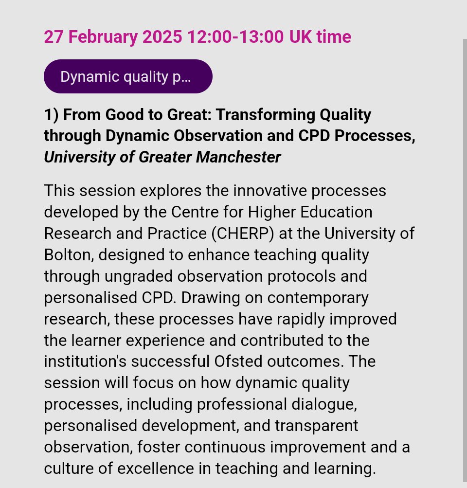 A wonderful morning presenting at the #QAA Conference with my colleagues Jo Hornby and Kathryn Cridland on our work related to 'Transforming quality through dynamic observation &amp; CPD processes'. Thank you to the 140+ delegates that joined us &amp; for your interest in our work. #UoGM
