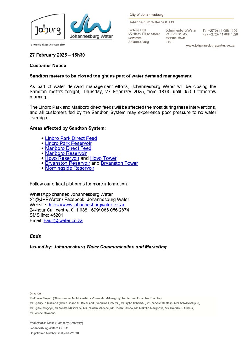 Johannesburg Water tweet media