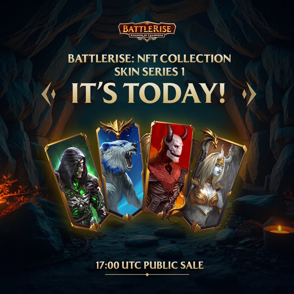 𝗠𝗜𝗡𝗧 𝗗𝗔𝗬 𝗙𝗢𝗥 𝗕𝗔𝗧𝗧𝗟𝗘𝗥𝗜𝗦𝗘 𝗡𝗙𝗧 𝗖𝗢𝗟𝗟𝗘𝗖𝗧𝗜𝗢𝗡 𝗢𝗡 𝗕𝗘𝗔𝗠 

Today is the exciting day we've all been waiting for—mint day for the NFT Collection Skin Series 1 on BEAM 🥳

🗓 When: Today at 17:00 UTC
🔗 Where: mint.battlerise.com

𝗧𝗼 𝗮𝗱𝗱