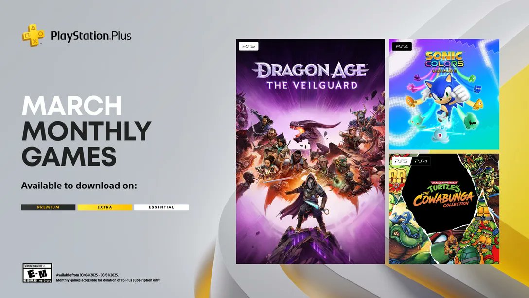 🚨 PS+ Essential March 2025 Games Size Dragon Age: The Veilguard