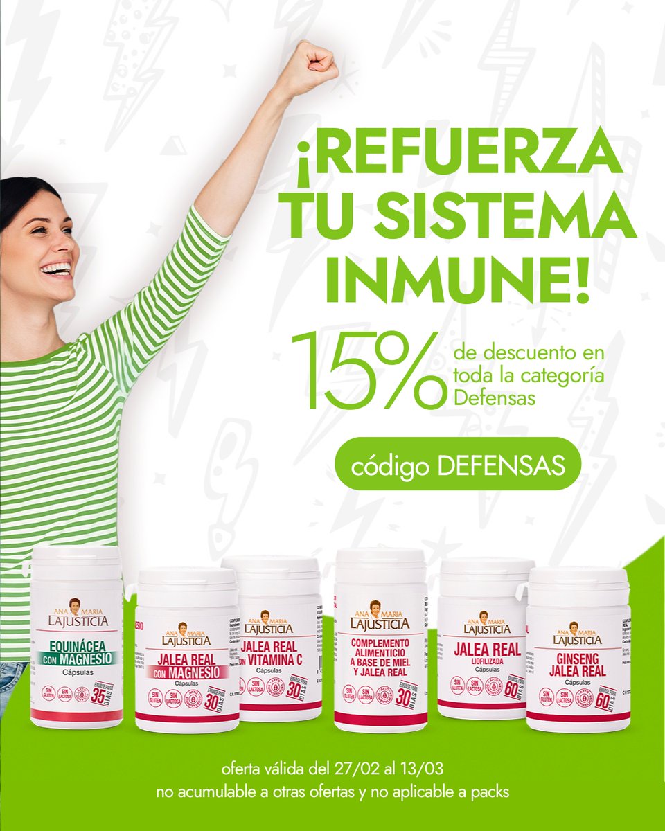 🌤️ Cambios de temperatura… ¿Tus defensas están listas? 🛡️ Refuérzalas con un 15% de descuento en nuestra categoría de Defensas.
📅 Solo del 27/02 al 13/03
Usa DEFENSAS al comprar 👉