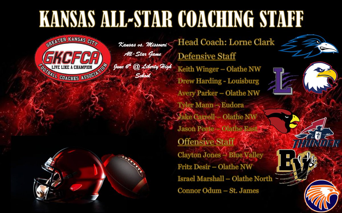The_GKCFCA's tweet image. Excited about this match-up!  Coaches staffs are finalized and team drafts will be next week.  Mark your calendars, game is at Liberty High School Friday June 6th, hope to see a packed house to watch the GKCFCA All-Star game! #BorderWarKC