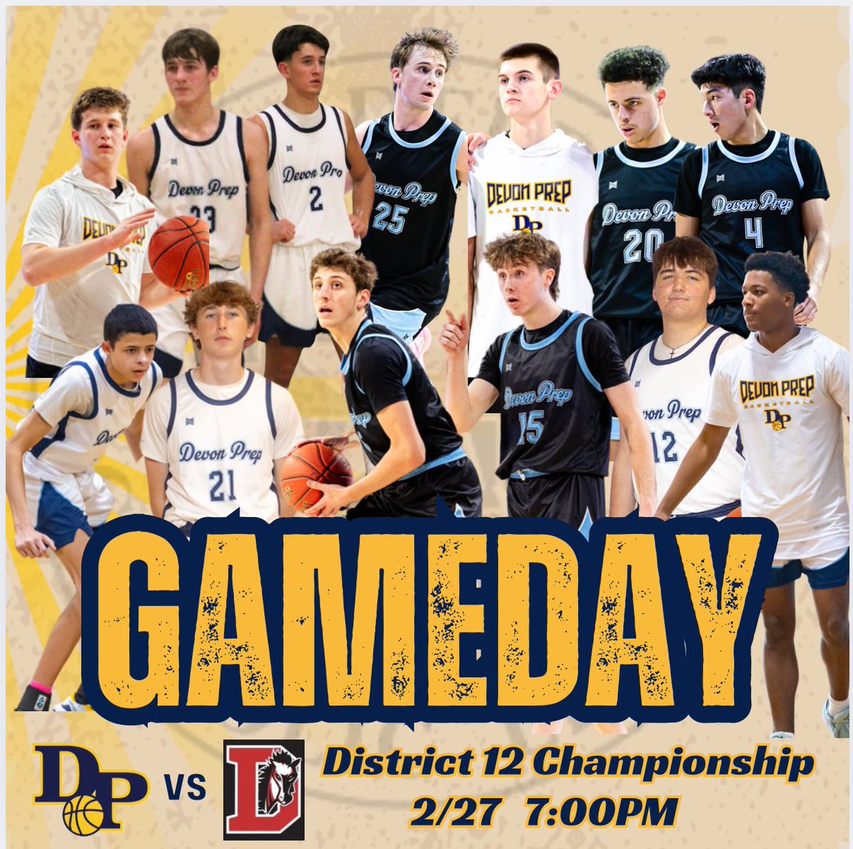 DevonPrepBBall's tweet image. The TIDE takes on Dobbins in the District 12 Championship game tonight at O’Hara. 7PM tip.
#moretodo
#keepworking 
#makinghistory 
#rolltide🌊