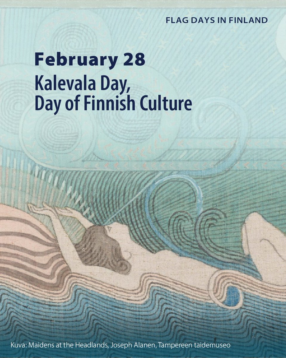 Today the flags fly for Kalevala and Finnish culture. 🇫🇮

The Kalevala is a work of epic poetry compiled by Elias Lönnrot from Finnish and Karelian oral folklore and mythology.

It is is one of the most significant works of Finnish literature and part of world literature.