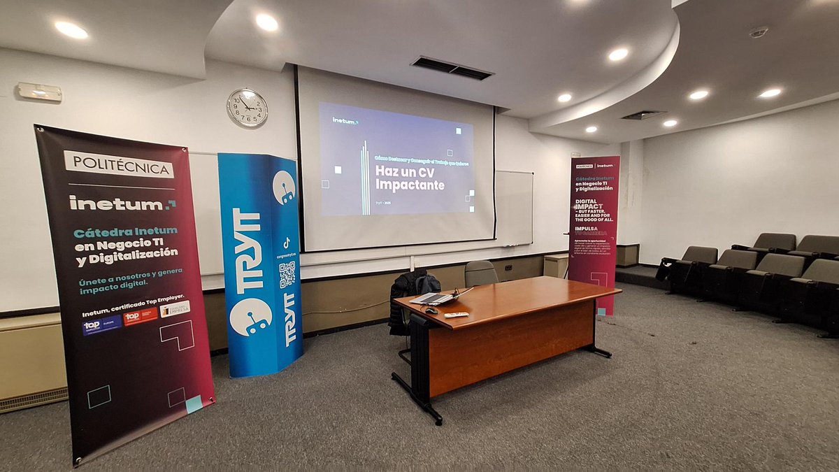 [#España] ¡Conocimiento, de Inetum a la #Universidad! Han comenzado los talleres previos al <a href="/tryit_upm/">Congreso TryIT!</a>, que organiza <a href="/daetsiinf/">DAETSIINF</a> en <a href="/informaticaupm/">ETSI Informáticos</a>.

Participamos a través de #CátedraInetum en Negocio TI y Digitalización coordinada desde el área de #Formación de #People.

<a href="/La_UPM/">Universidad Politécnica de Madrid</a>
