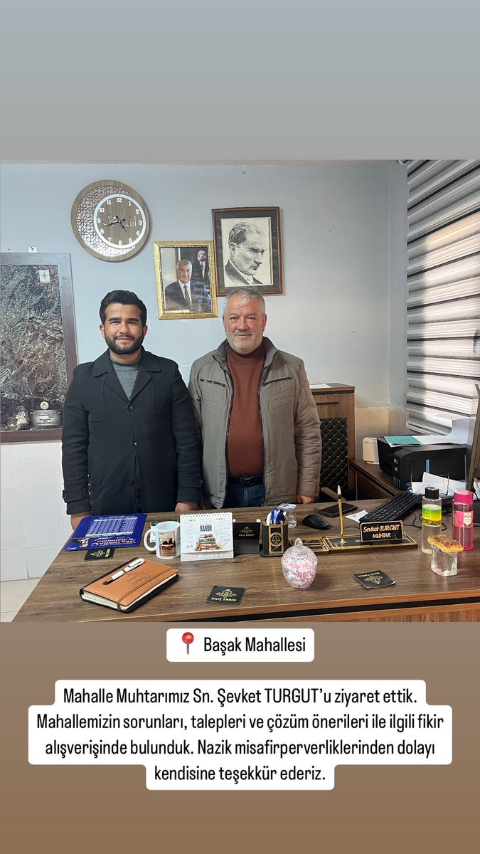 📍 Başak Mahallesi

Mahalle Muhtarımız Sn. Şevket TURGUT’u ziyaret ettik. Mahallemizin sorunları, talepleri ve çözüm önerileri ile ilgili fikir alışverişinde bulunduk. Nazik misafirperverliklerinden dolayı kendisine teşekkür ederiz.