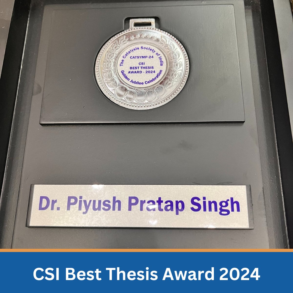 iitrpr's tweet image. Congratulations to #DrPiyushPratapSingh, PhD graduate from Chemical Engineering dept., #IITRopar, on receiving the CSI Best Thesis Award 2024 at CATSYMP-24 during CSI&apos;s Golden Jubilee Celebration at #ThaparUniversity!

He was the first PhD student mentored by #DrTarakMondal.