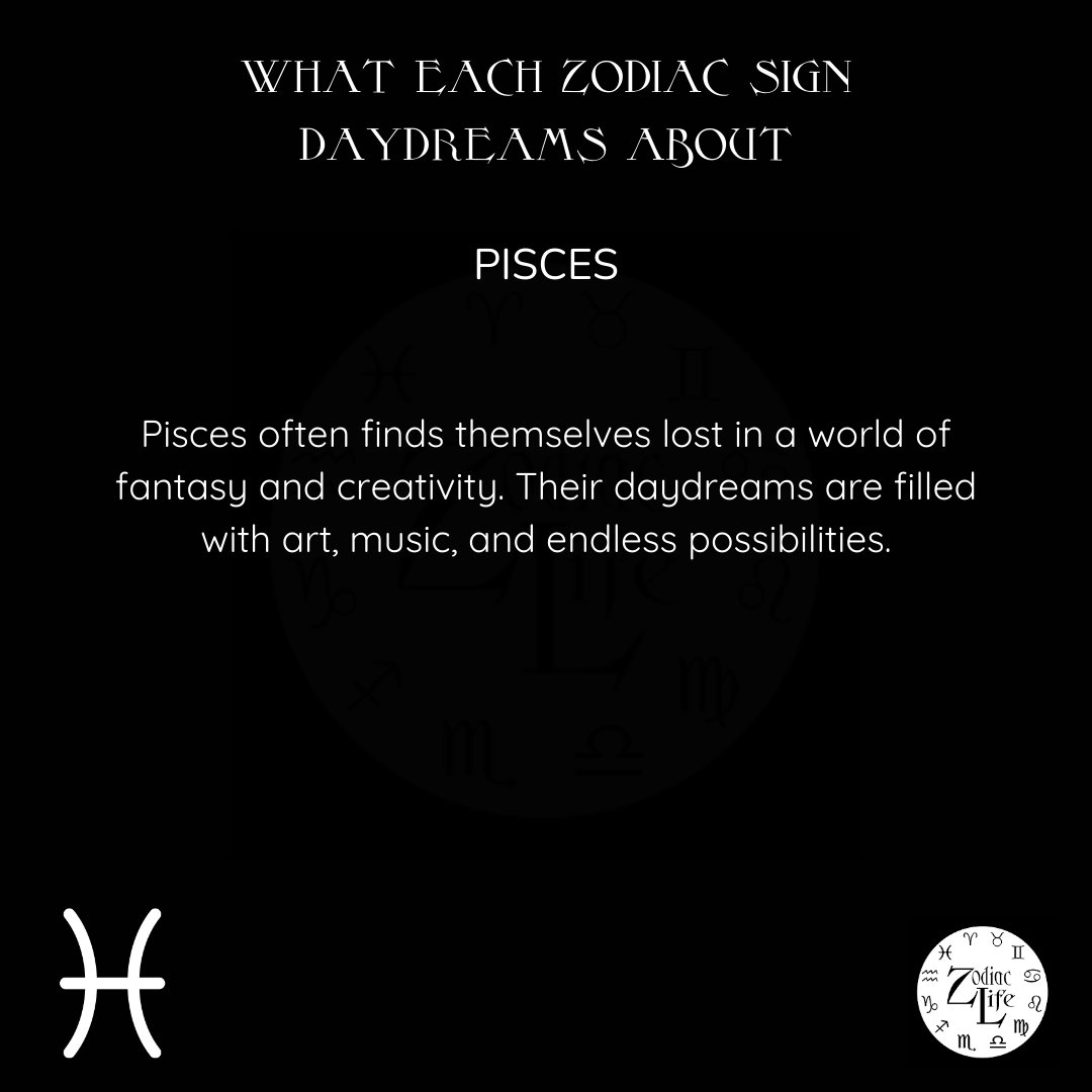 Daydreaming is a delightful escape that allows our minds to wander and explore the possibilities of life. Each zodiac sign has its own unique fantasies and dreams that capture their imagination. What's your sign, and what do you find yourself daydreaming about? #ZodiacLife #Daydr
