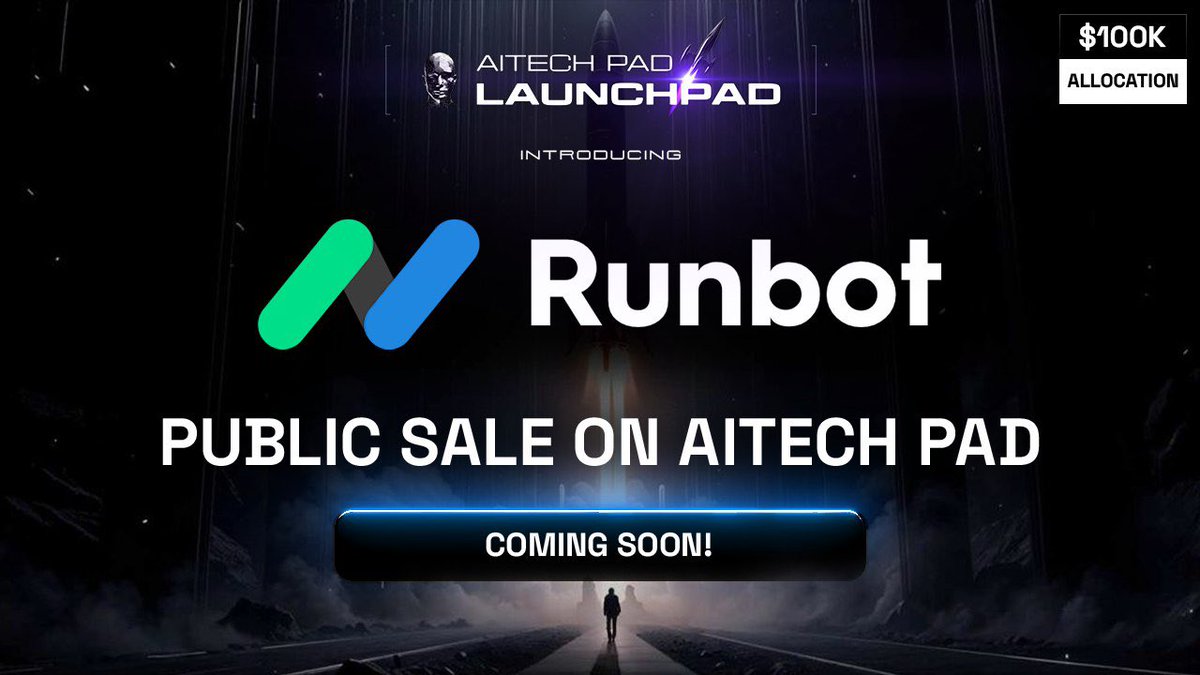 📣 <a href="/Runbot_io/">Runbot</a> on AITECH Pad!

Runbot is redefining algorithmic trading with its no-code platform, enabling seamless strategy automation. With 10,000+ users, $1B in volume, and 300k AI-optimized strategies. Supported by CJN/IBC Group. 

🔹 Tiers: All tiers
🔹 Price: $0.0625
🔹