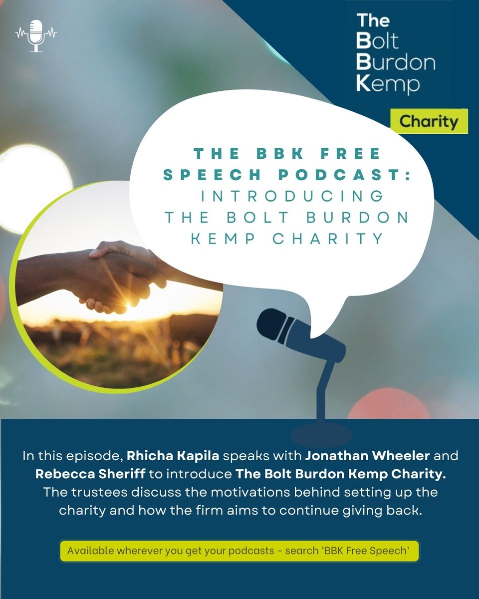 Bolt Burdon Kemp (@boltburdonkemp) on Twitter photo We're proud to launch The Bolt Burdon Kemp Charity! Listen to our podcast to learn more: tinyurl.com/n97jy3v6
<a href="/Jonathan_BBK/">Jonathan Wheeler</a> @rhichakapilla @childabuselawyer
#charity #lawfirm We're proud to launch The Bolt Burdon Kemp Charity! Listen to our podcast to learn more: tinyurl.com/n97jy3v6
<a href="/Jonathan_BBK/">Jonathan Wheeler</a> @rhichakapilla @childabuselawyer
#charity #lawfirm