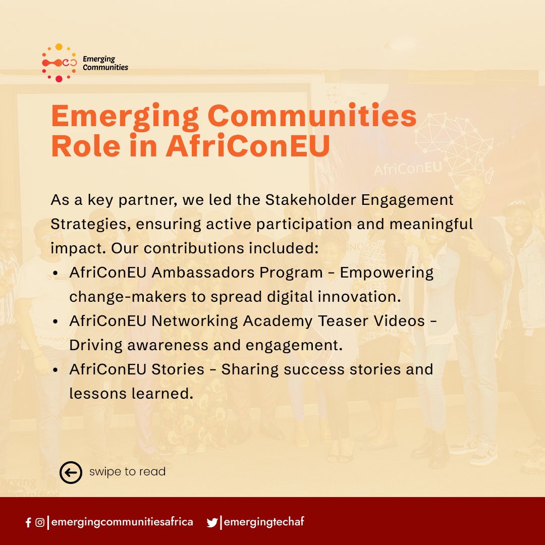 Through the <a href="/africoneu/">AfriConEU</a> Project, we led key stakeholder engagements to connect African &amp; European DIHs. 🌍✨

From the Ambassadors Program to Networking Academy Teasers &amp; AfriConEU Stories, we fostered knowledge sharing, partnerships &amp; digital empowerment. 🚀