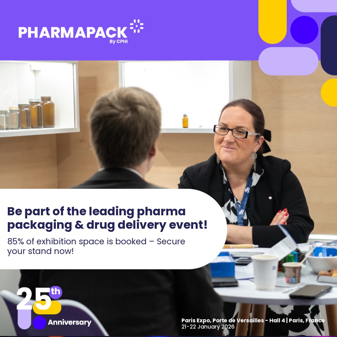 Pharmapack is filling up fast – secure your spot today!
📅 21-22 January 2026
📍 Paris Expo, Porte de Versailles - Hall 4 | Paris, France

Don’t wait, spaces are filling fast!
Book your stand now and make history with us: ow.ly/W6iU50V6Lnw

#PharmapackEU #AtTheHeartOfPharma