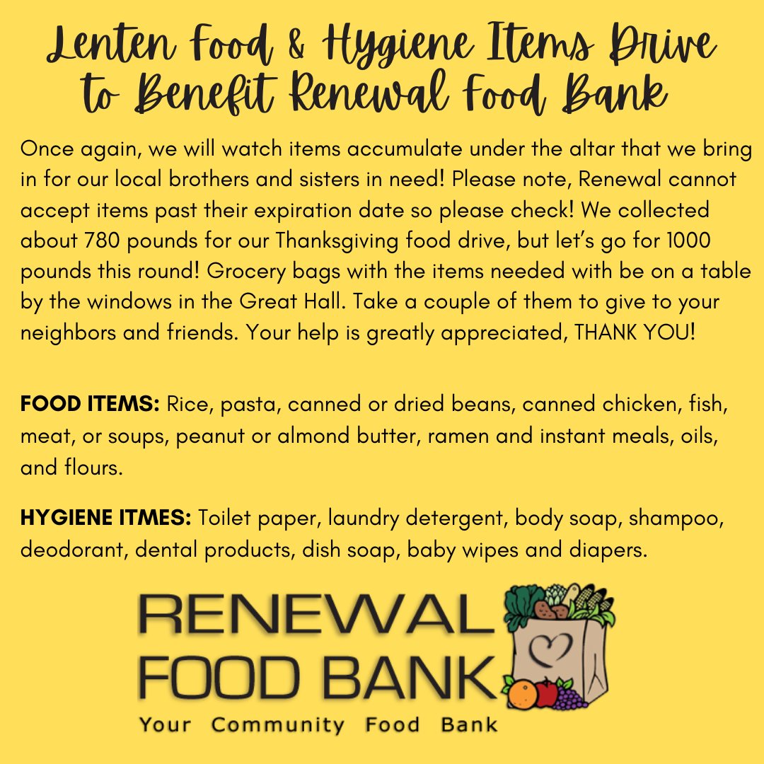 stthomasmedina's tweet photo. Renewal Food Drive – Let’s Reach 1,000 Pounds!

This Lent, we’re once again collecting food and toiletries for our most vulnerable neighbors through Renewal Food Bank. 

#Medina #Bellevue #Seattle #Church #Episcopal #Lent #FoodDrive #GiveBack #CommunitySupport #RenewalFoodBank https://t.co/PbAZTSxK3T