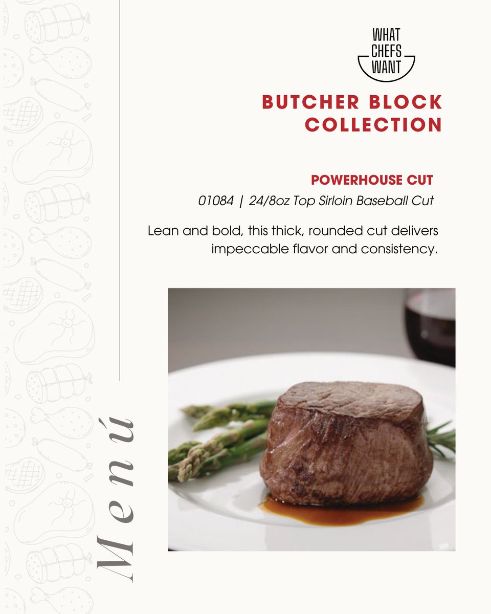 Our Butcher’s Block Collection is all about bold flavors, perfect tenderness, and premium quality cuts—like the 8oz Top Sirloin Baseball Cut (#01084). Thick, lean, and packed with flavor, this rounded cut delivers steakhouse-level consistency every time.

#steakhouse #cheflife