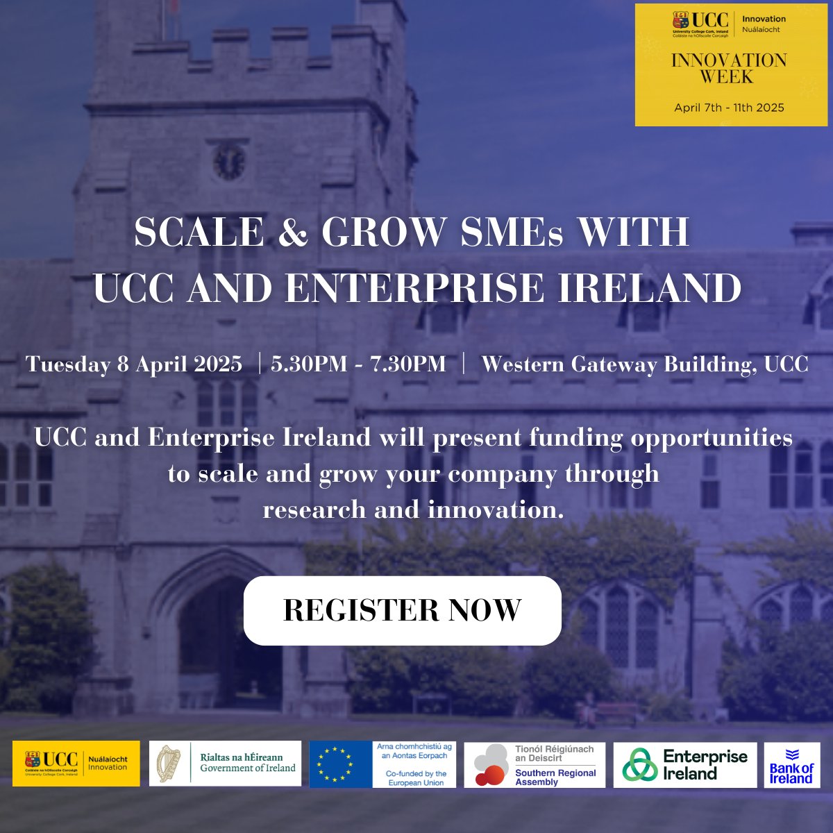 KTI Connect (@kticonnect) on Twitter photo Join <a href="/UCC/">UCC Ireland</a> and <a href="/Entirl/">Enterprise Ireland</a> on Tuesday, April 8th, to explore funding opportunities that can help scale and grow your company through research and innovation. Discover how to access funding supports, and tap into research talent at UCC.
Register now: shorturl.at/lqC7w Join <a href="/UCC/">UCC Ireland</a> and <a href="/Entirl/">Enterprise Ireland</a> on Tuesday, April 8th, to explore funding opportunities that can help scale and grow your company through research and innovation. Discover how to access funding supports, and tap into research talent at UCC.
Register now: shorturl.at/lqC7w