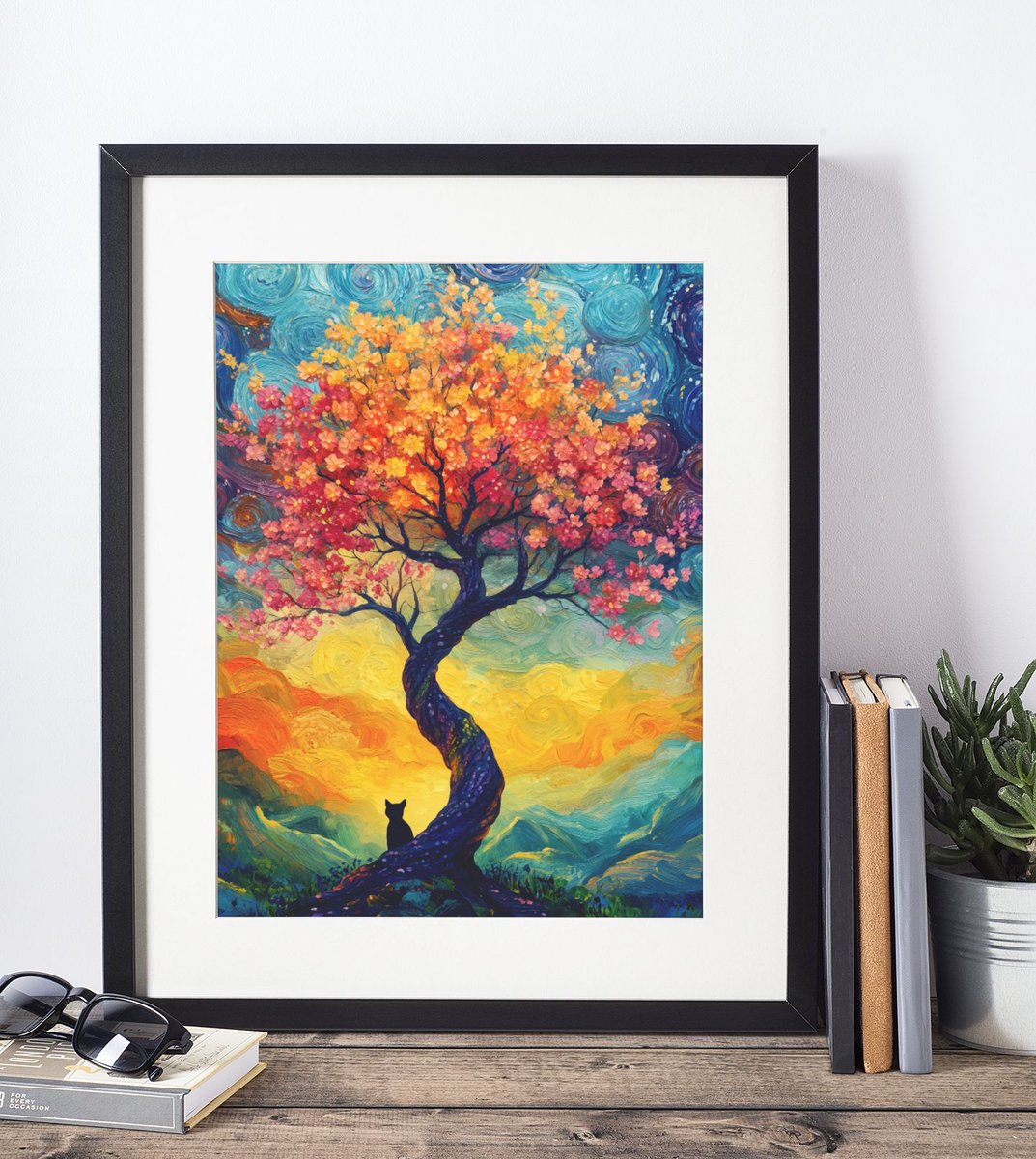 Cat250217's tweet photo. Enchanted Blossom &amp; Cat Dream – Limited Edition Mystical Art Print for Cat Lovers | Home Decor 
"Immerse yourself in a surreal world where vibrant blossoms merge with the enigmatic charm of a graceful cat. This LIMITED EDITION https://t.co/hLLJE7Dlik