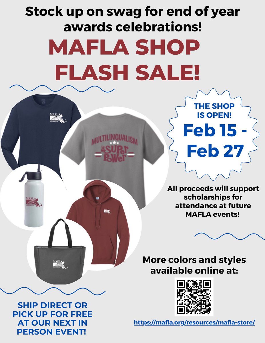 LAST CHANCE‼️Here’s your chance to sport some MAFLA Swag including wear that reminds us that “Multilingualism is my Superpower”. Get yours today: mafla.org/resources/mafl…