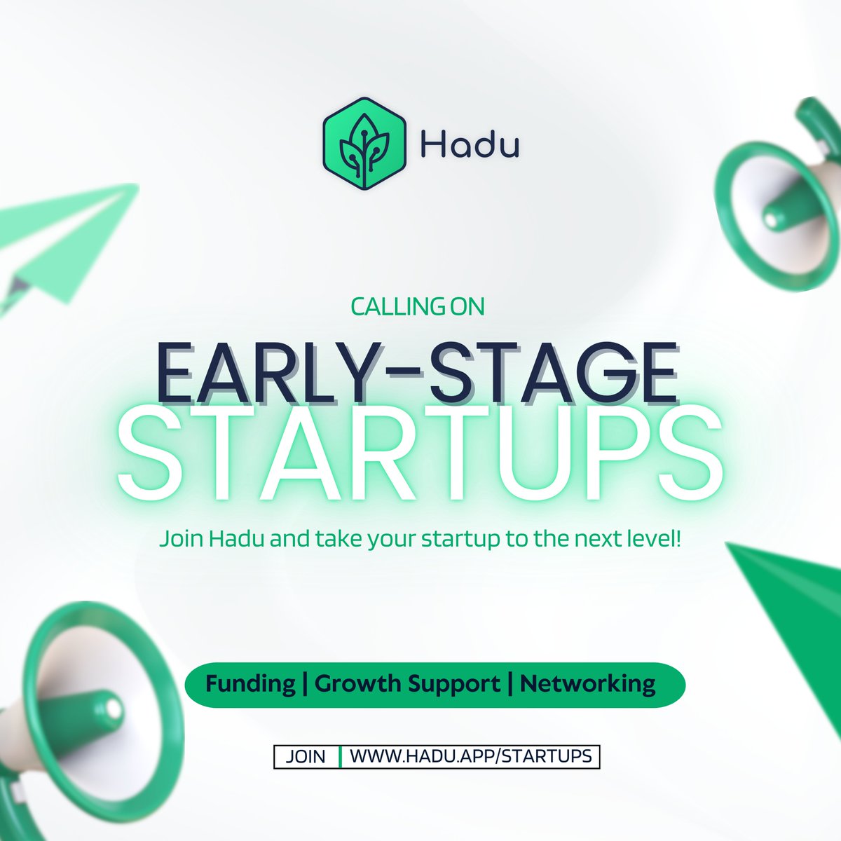 HaduApp's tweet photo. Calling all early-stage startups!

Got a game-changing idea? Ready to scale? Hadu is looking for visionary founders to join our ecosystem!

✅ Partnership Opportunities
✅ Pitch to angel investors
✅ Access to funding &amp; growth support
Join now: https://t.co/ZidJUUpw2l
#startup https://t.co/3krGNtBDmu