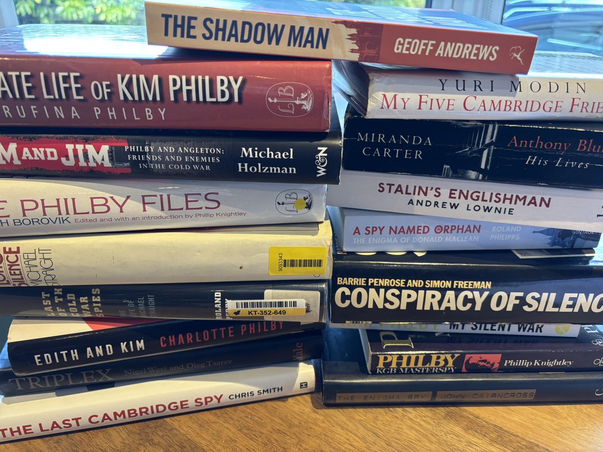 covert_intel's tweet image. A collection of books on the  Cambridge Spies. #HUMINT #Espionage