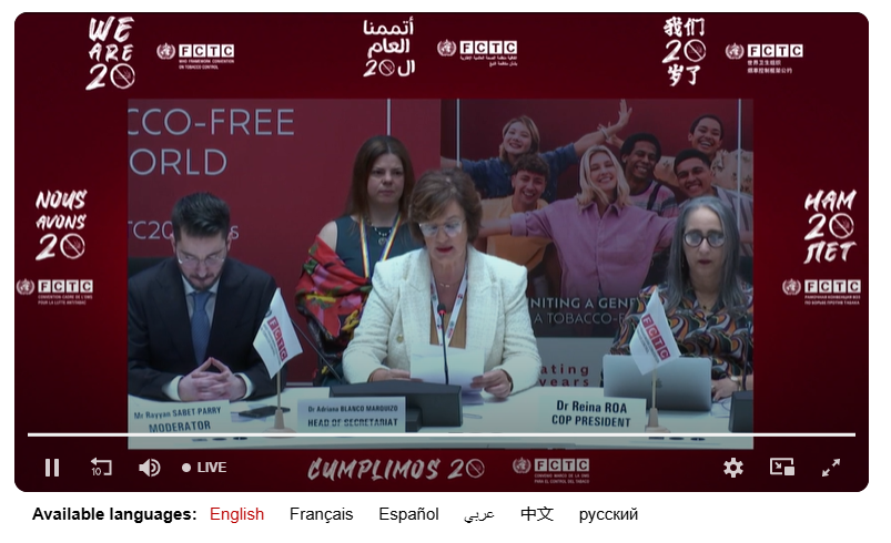 🚨 We’re LIVE! 🚨

Join us as we celebrate 20 years of the WHO Framework Convention on Tobacco Control! 🎉🚭

📺 Watch now: 🔗 fctc.who.int/newsroom/event…

Let’s honor two decades of progress in global tobacco control! 💪 

#WeAre20 
#FCTC20Years