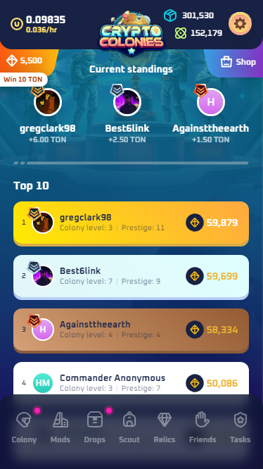 CryptoColoniesT's tweet photo. There's only a few shards separating the top 3 in this weeks #TON #Giveaway and less than 24 hours to go. Maybe you can find a few spare shards down the side of your couch or something. Best of luck everyone! https://t.co/ILwngm2peg