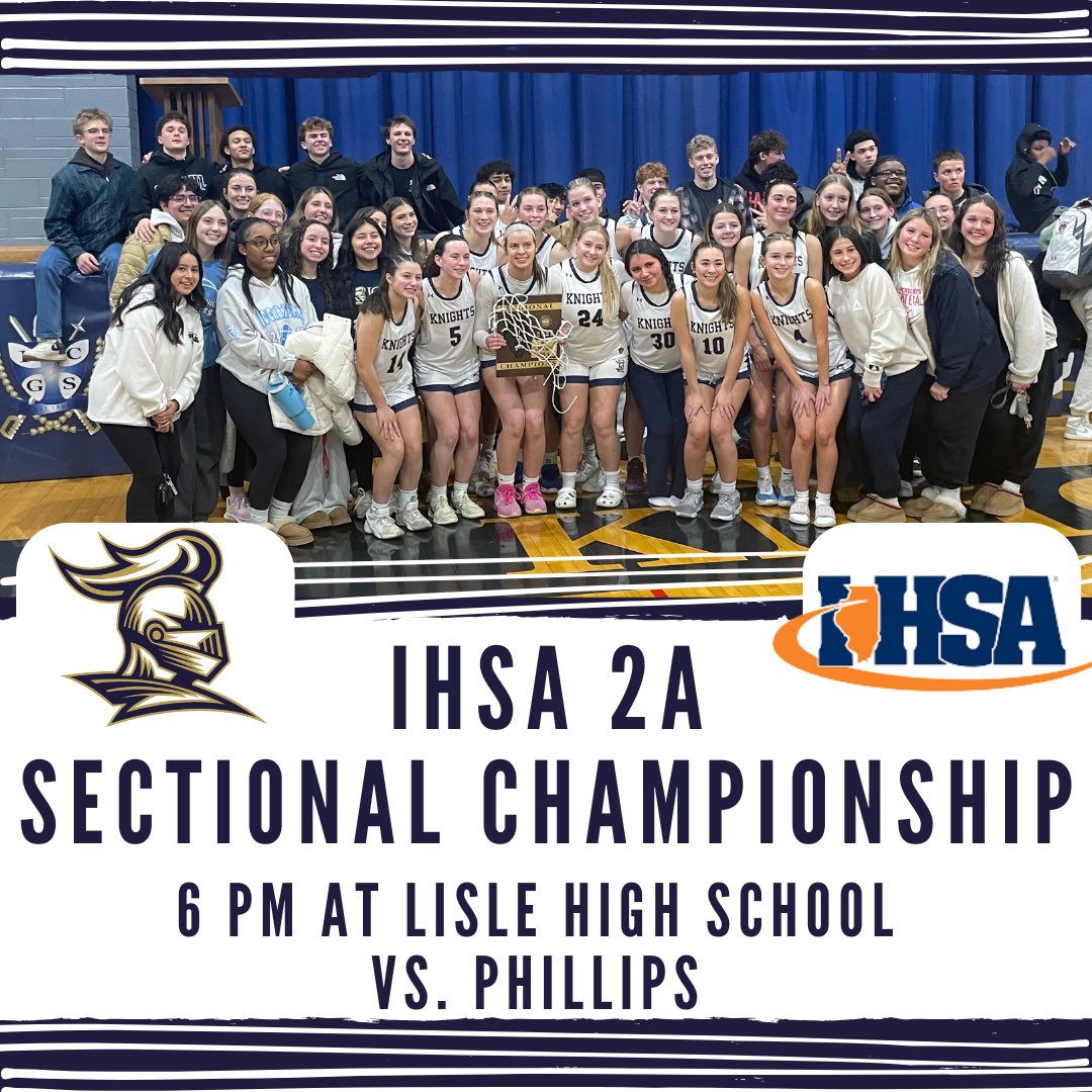 GAME DAY! The Knights are playing for the Sectional Final against Phillips. Game is at 6 PM at Lisle. Come out and cheer us on! GO KNIGHTS!