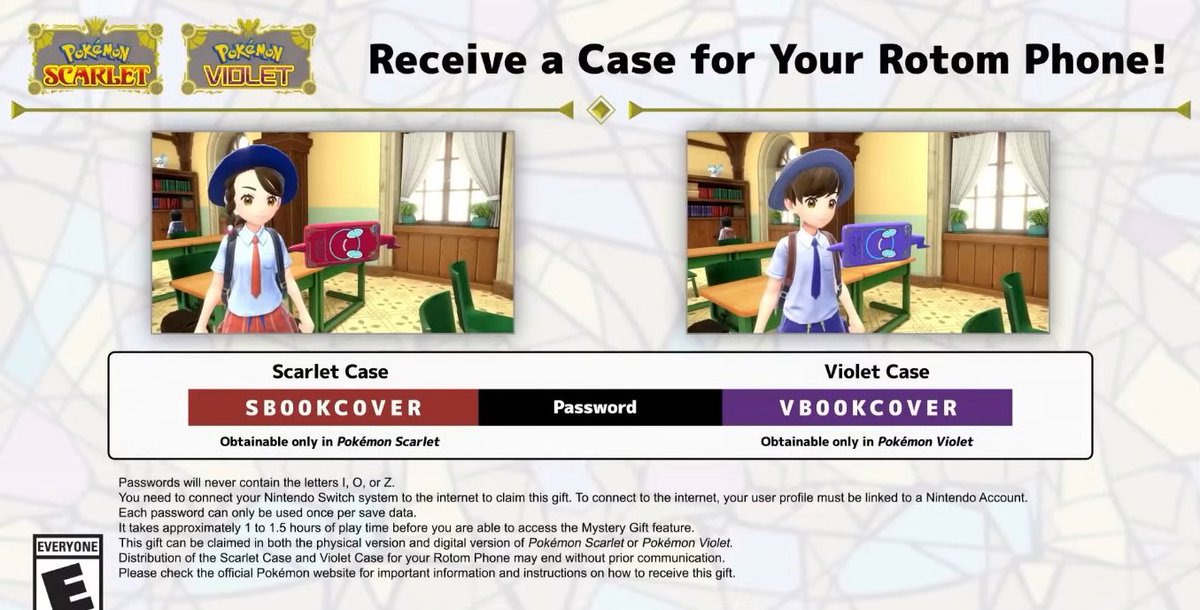 Nintendeal's tweet image. Free Rotom Phone Case in Pokémon Scarlet and Pokémon Violet with codes

Pokémon Scarlet:  SB00KC0VER
Pokémon Violet:  VB00KC0VER