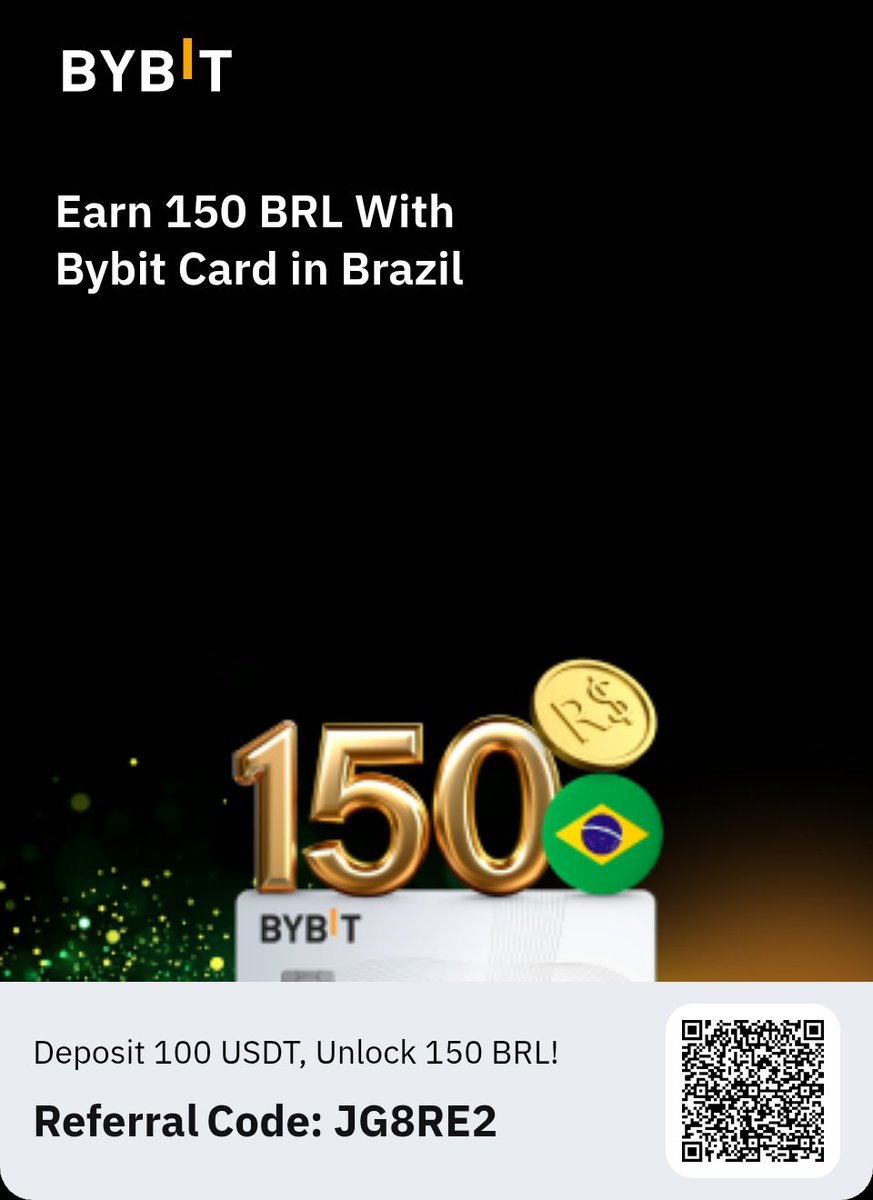 I just got 150 BRL with Bybit Card! Sign up, deposit 100 USDT, and enjoy awesome perks like free card issuance and 2% cashback. Join me now! bybit.com/cards?campaign…