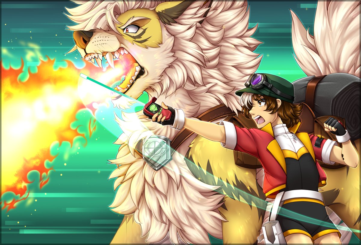 Happy #PokemonDay !!!!🎉

Ranger Gus and his partner, Gambit, are ready to go! &gt;: D

#PokemonDay2025 #PokemonRanger
