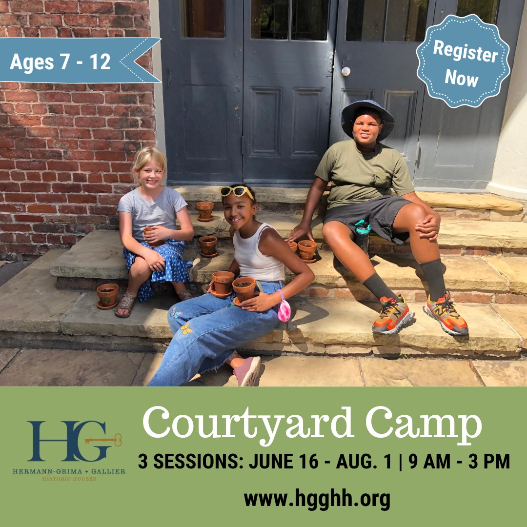 Courtyard Camp registration is open! This summer, we have three week-long sessions starting June 16, July 7, and July 28. Before and After care are available. hgghh.org/kids-and-famil…