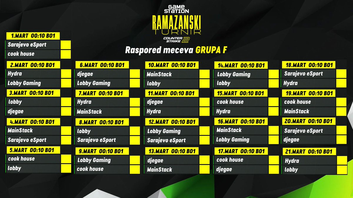 Ramazanski turnir - Grupna faza
#SarajevoEsport Gazenje do LAN-a