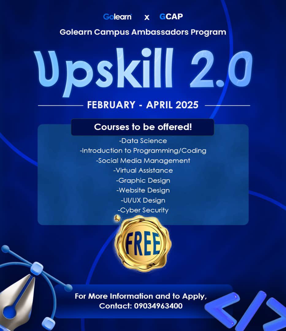 olubori33's tweet image. LAST CALL

For young people, everywhere, this is a 3 month intensive Skill Up Program organized by Golearn and you&apos;d be expected to go through it, have a new skill and get certified.

It&apos;s time to learn new ways to make money! Join UPSKILL 2.0 with the link below…