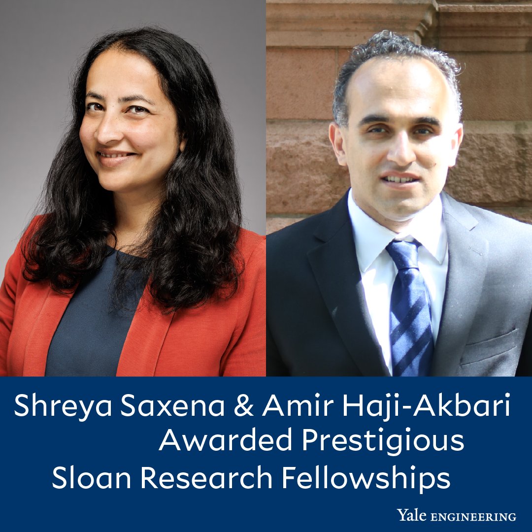 🧠 Decoding the brain + 🧊 Mastering phase transitions = 2 Yale Engineers recognized for excellence!

Congrats to our own Shreya Saxena and Amir Haji-Akbari on being named 2025 Sloan Research Fellows. Learn more about their pioneering research: loom.ly/R63NpY0