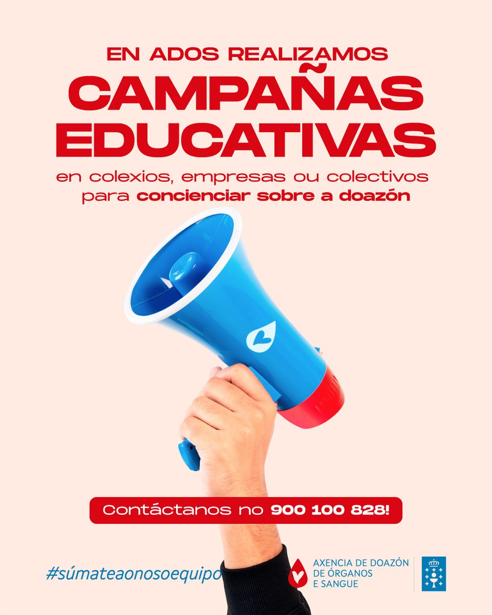 doadoressangue's tweet image. Sabías que podes contactarnos para organizar charlas educativas sobre a importancia da #doazóndesangue, #órganos e #medulaósea?
Desprazámonos a colexios, institutos, empresas, colectivos... onde sexa necesario
Se queres saber como facelo, chámanos ao 900 100 828!