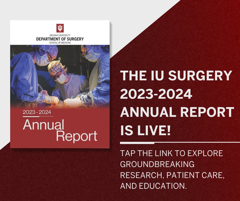 📢 The IU Surgery 2023-24 Annual Report is now live!

📖Explore how the department is shaping the future of surgery through transformative research, patient care, and education for the next generation of surgeons: midd.me/MoqR

⭐ Share with your colleagues and