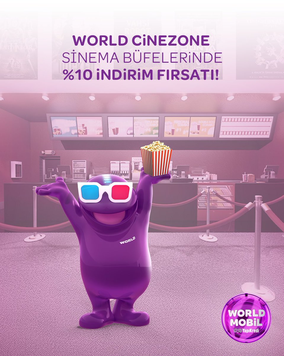 World Cinezone sinema büfelerinizdeki yeme - içme harcamalarınıza %10 indirim fırsatı sizi bekliyor! 🍿

Detaylı bilgi 👉 bit.ly/4ao4BFd

#YapıKrediWorld